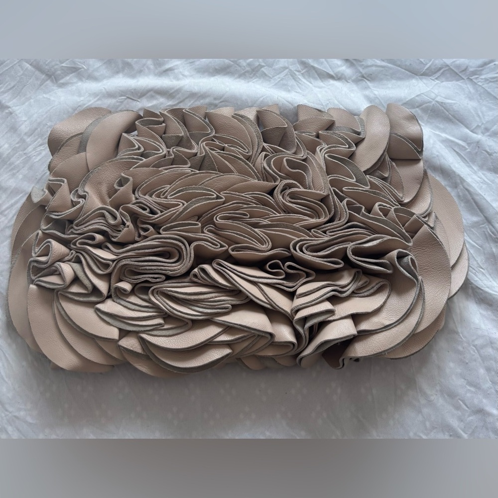 Zara Beige Ruffled Clutch